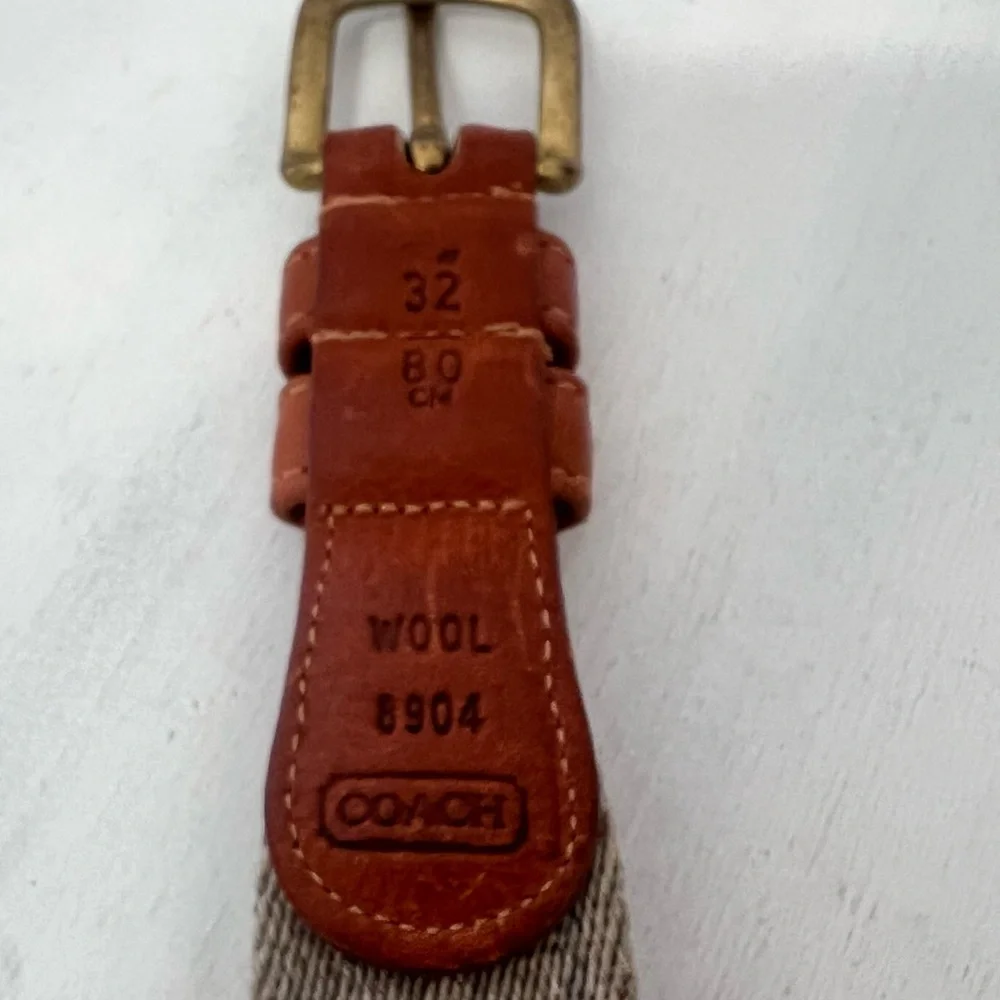 Coach Vintage Wool Leather Brass Hardware Blue Red Tan 8904 Size 32 Preppy